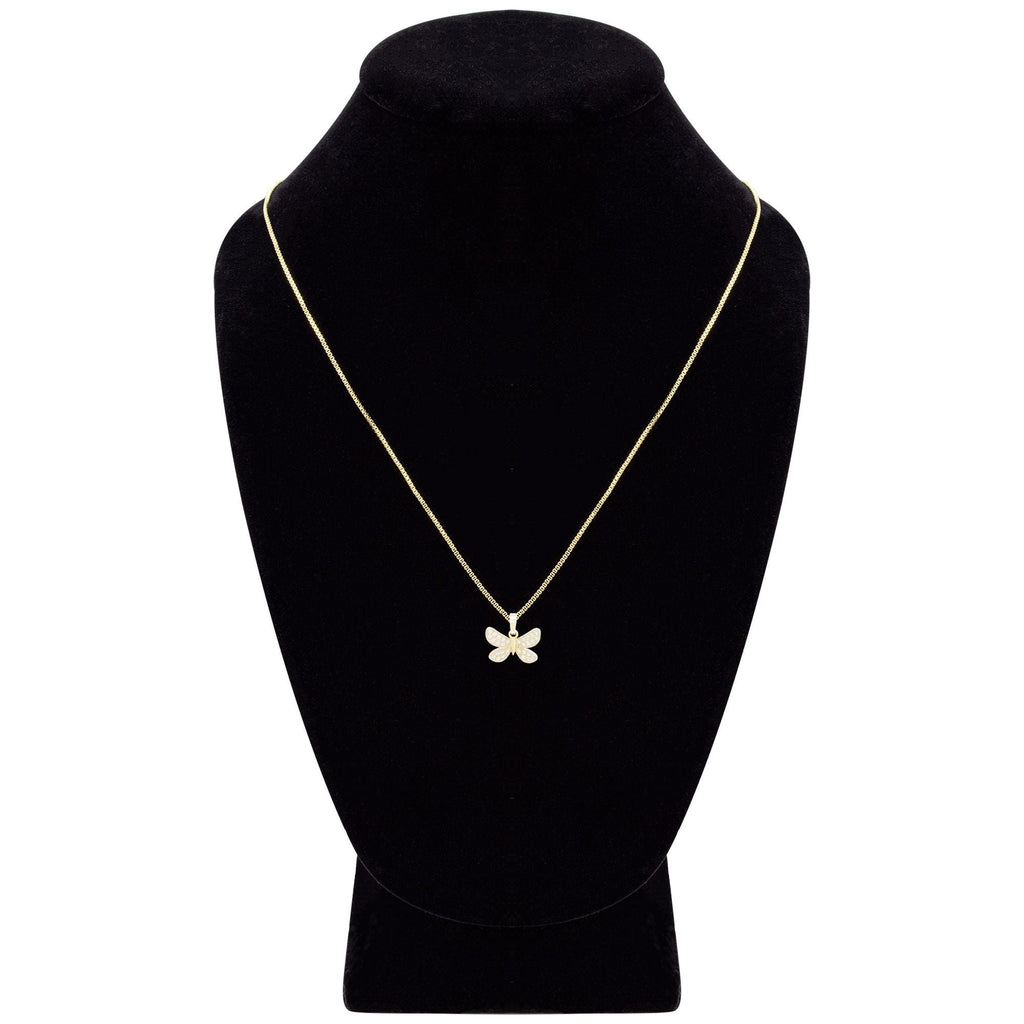 Morning Butterfly Cubic Zirconia Pendant With Necklace Set 14K Gold Filled
