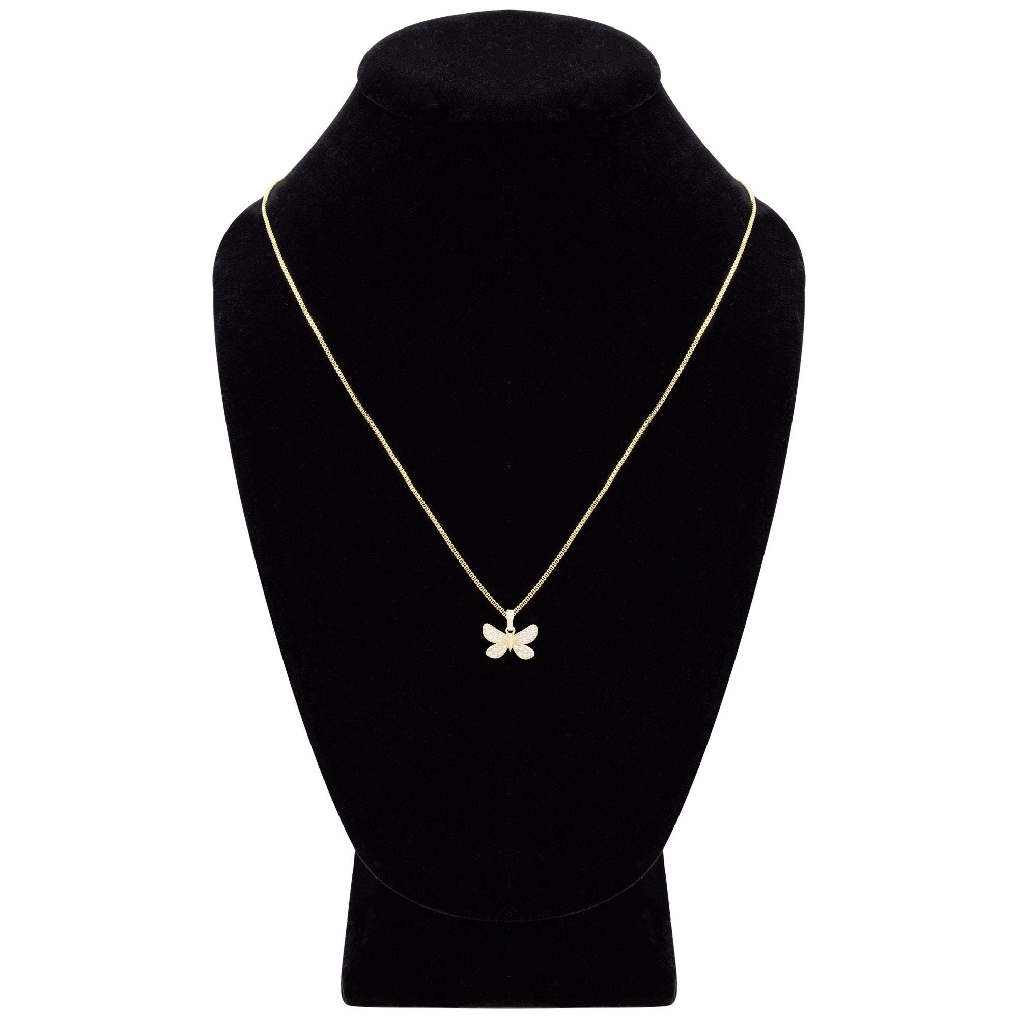 Morning Butterfly Cubic Zirconia Pendant With Necklace Set 14K Gold Filled