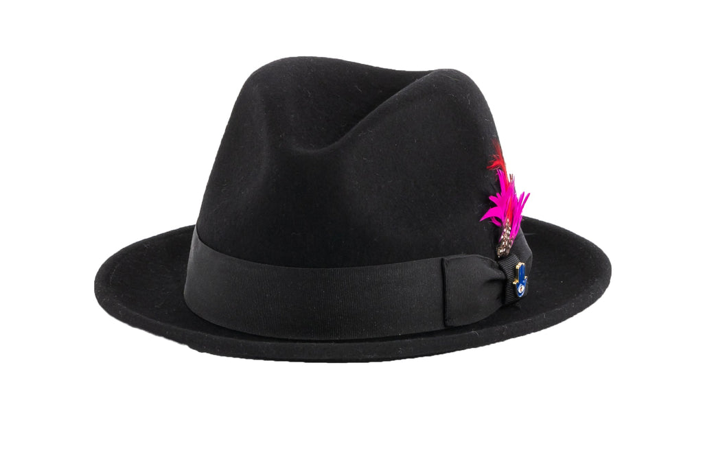 Ferrecci Brooks Soft 100% Australian Wool Felt Body With Removable Feather Black Hat Great For Travel