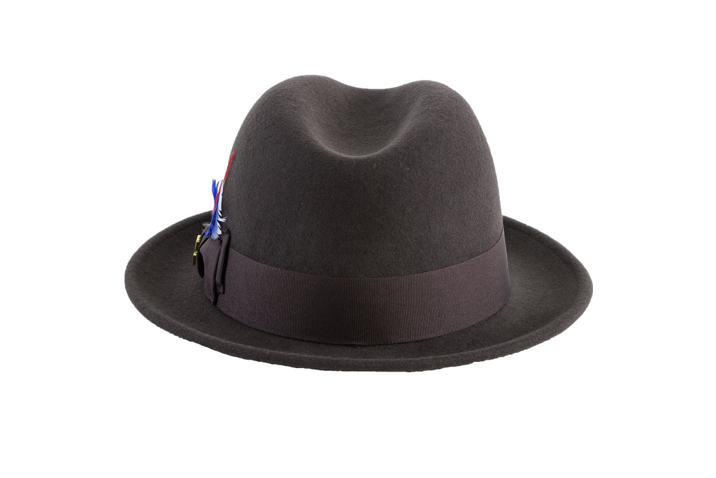 Ferrecci Brooks Trilby Soft 100% Australian Wool Felt Body with Removable Feather brown hat Great for Travel