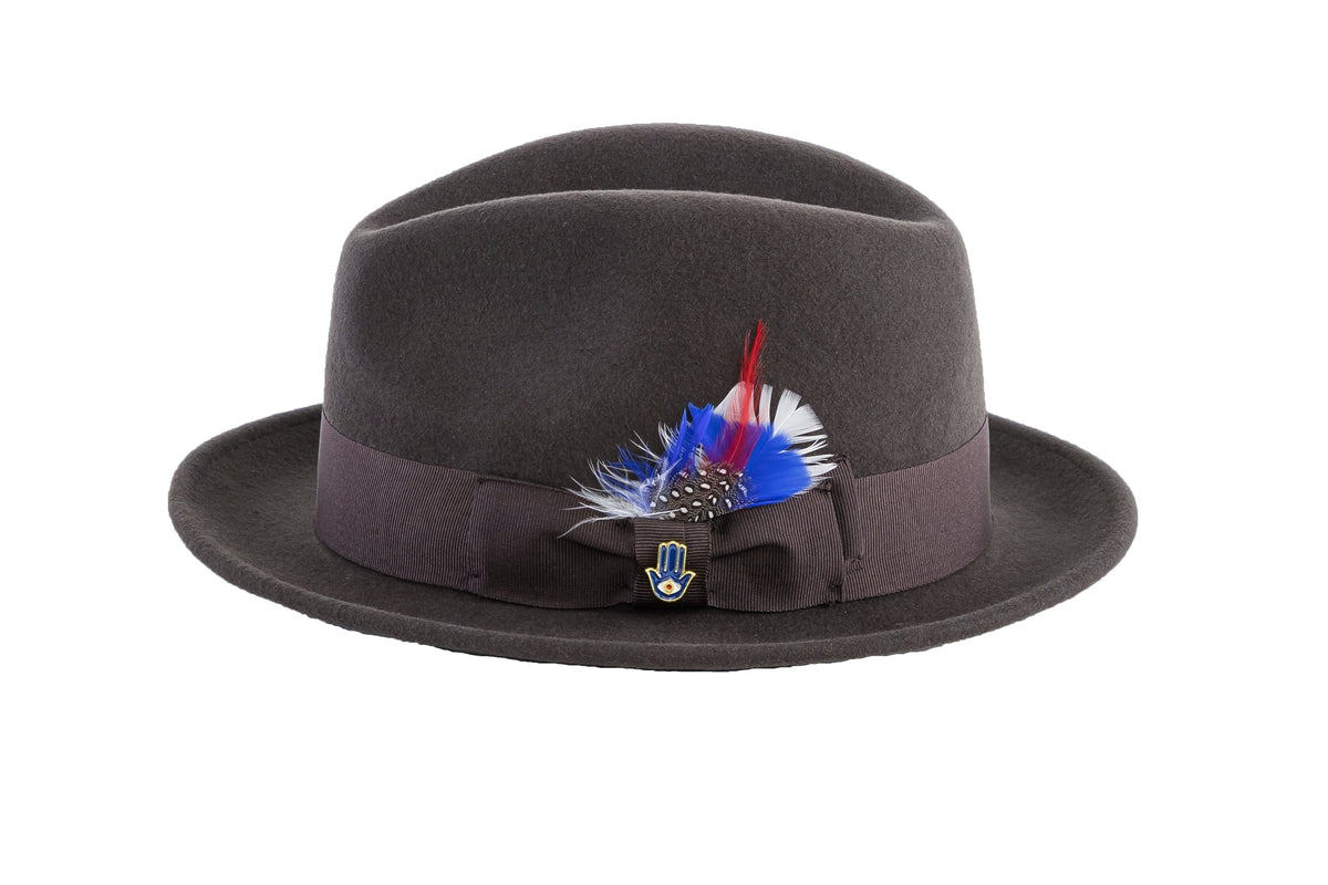 Ferrecci Brooks Trilby Soft 100% Australian Wool Felt Body with Removable Feather brown hat Great for Travel