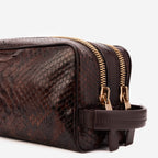 The Belluno Brown Python Leather Men’s Essentials Bag