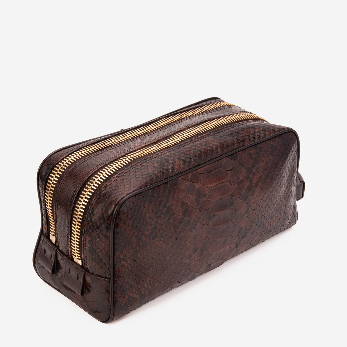 The Belluno Brown Python Leather Men’s Essentials Bag