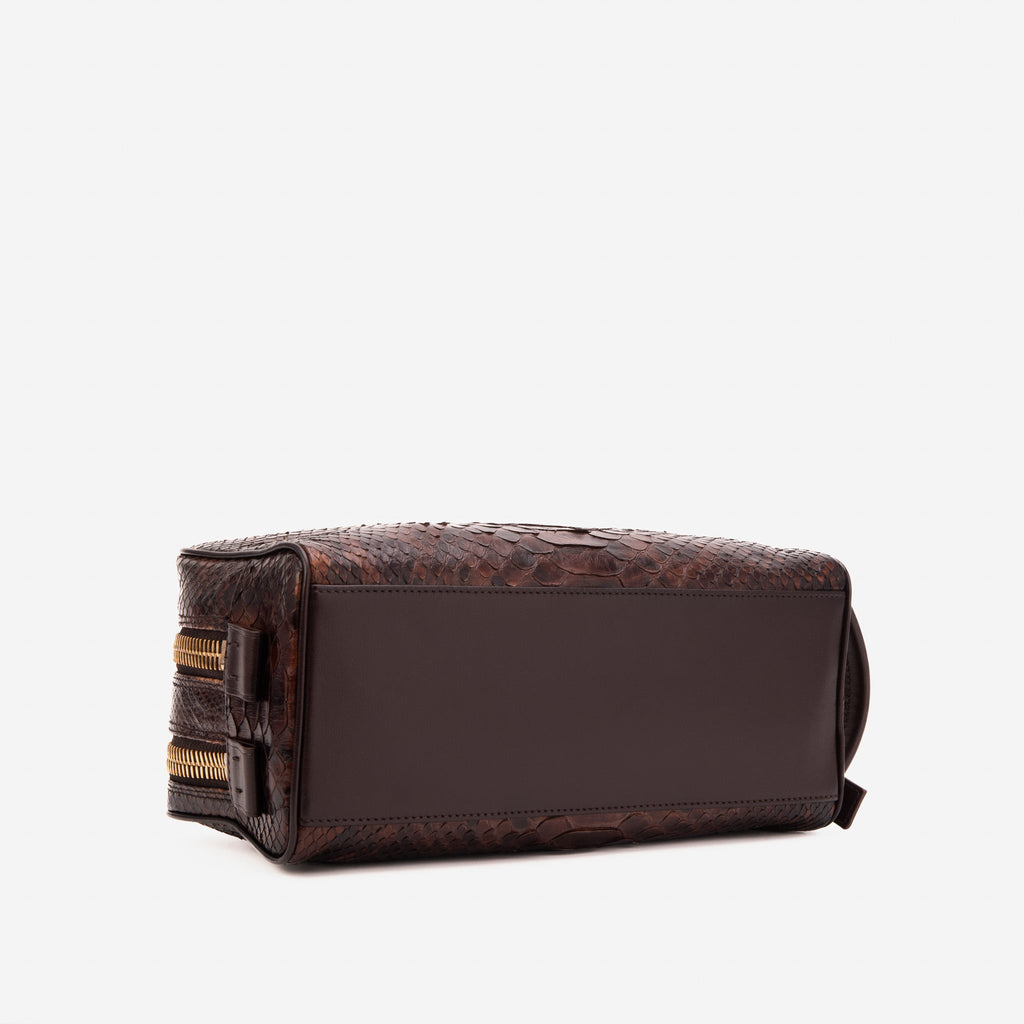The Belluno Brown Python Leather Men’s Essentials Bag