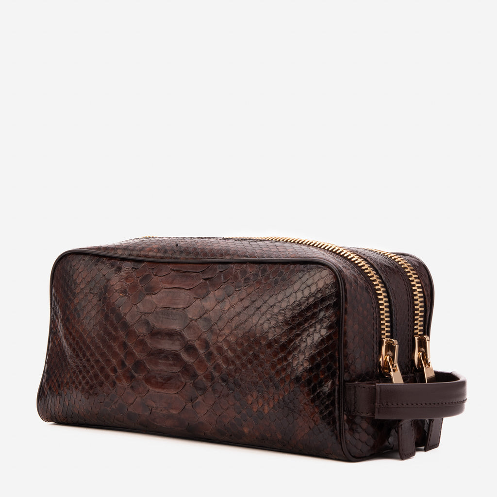 The Belluno Brown Python Leather Men’s Essentials Bag