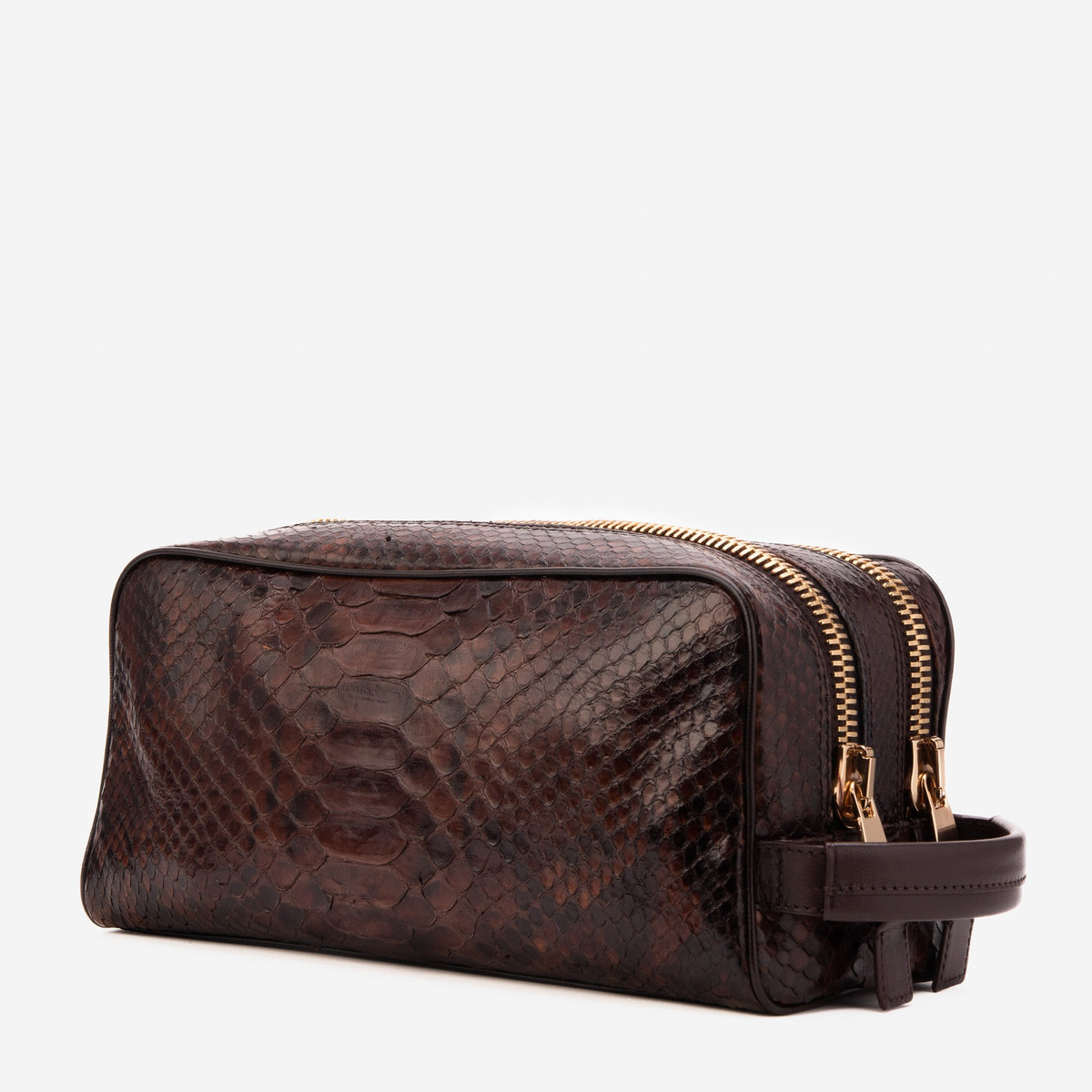 The Belluno Brown Python Leather Men’s Essentials Bag