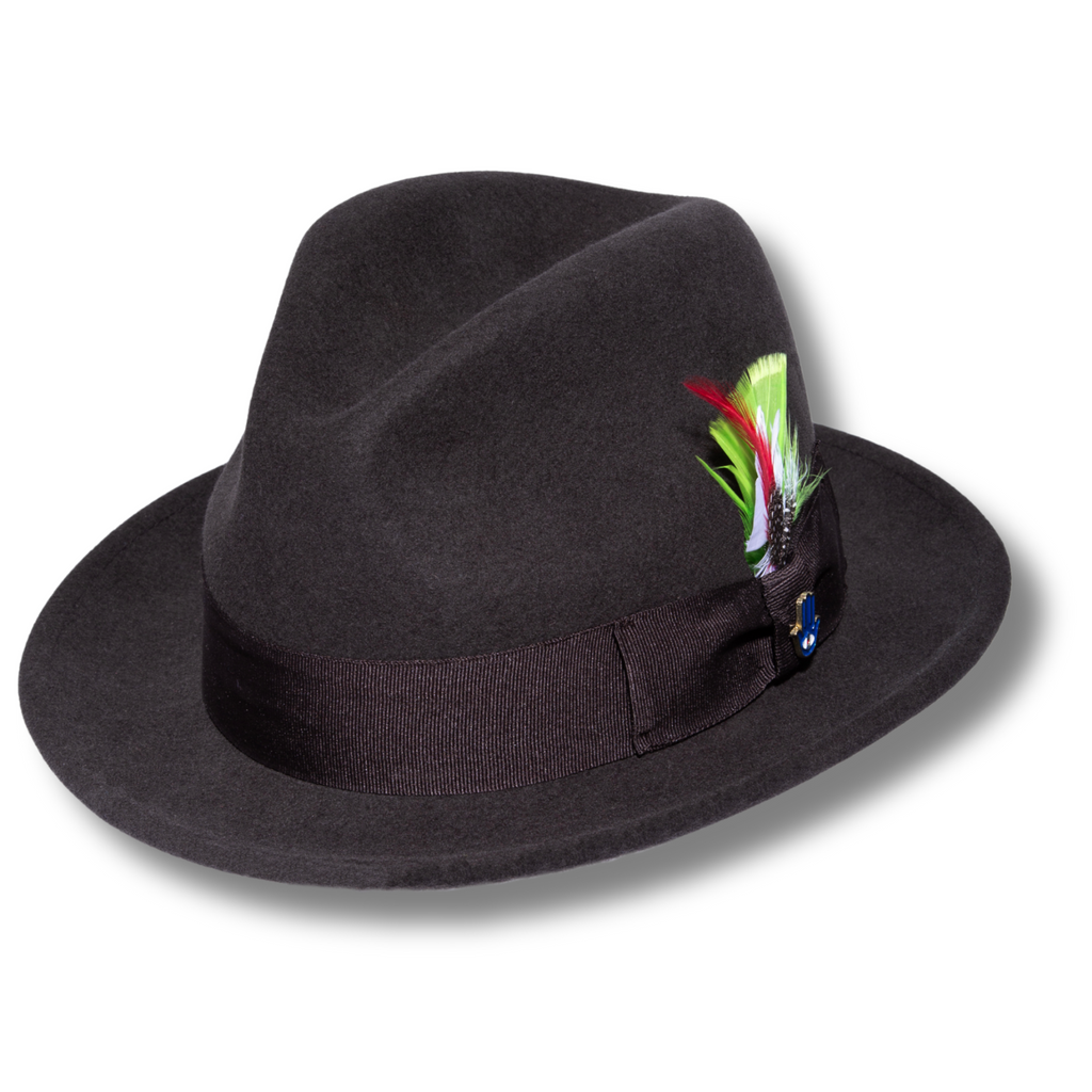 Ferrecci Brooks Trilby Soft 100% Australian Wool Felt Body with Removable Feather brown hat Great for Travel