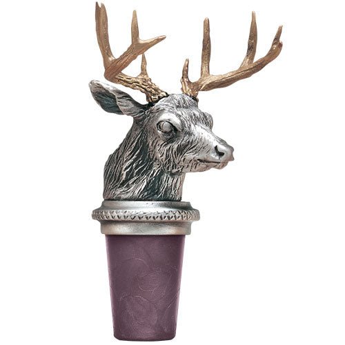Whitetail Deer with Brass Horn Bottler Stopper