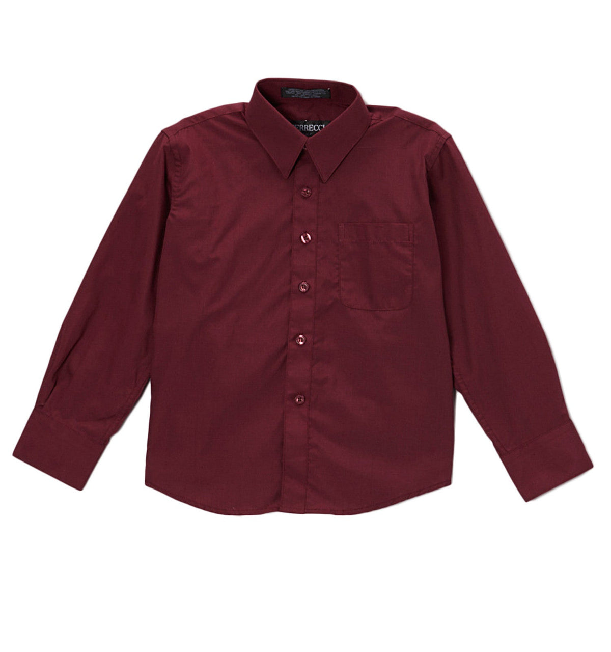 Boys Burgundy Dress Shirt - Kids Formal Shirt with Spread Collar, Sizes 4-20 | Ferrecci