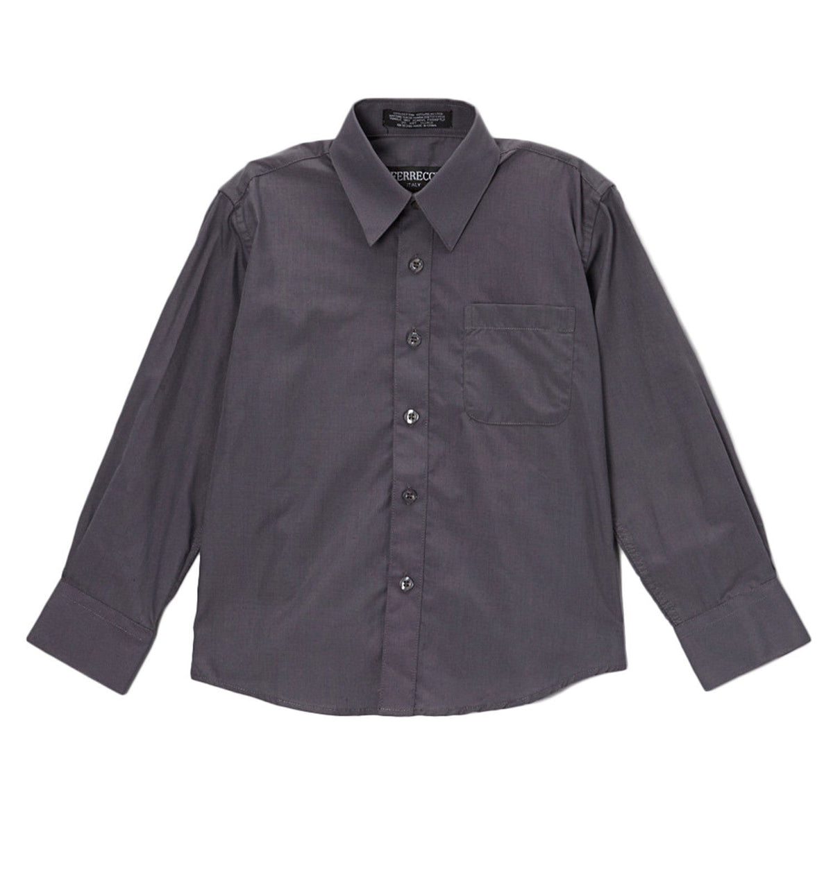 Boys Charcoal Dress Shirt - Kids Formal Shirt with Spread Collar, Sizes 4-20 | Ferrecci