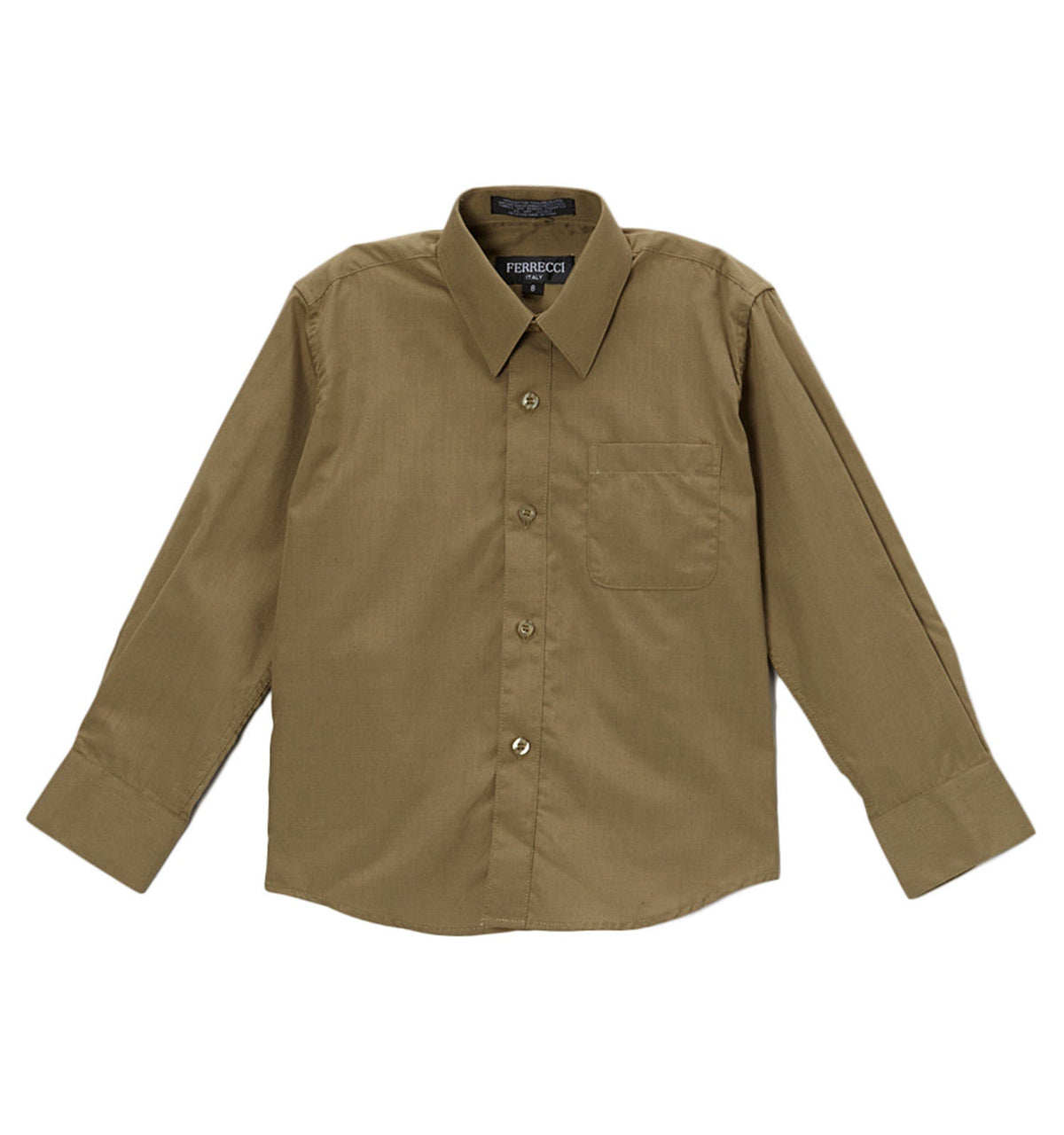 Boys Olive Dress Shirt - Kids Formal Shirt with Spread Collar, Sizes 4-20 | Ferrecci
