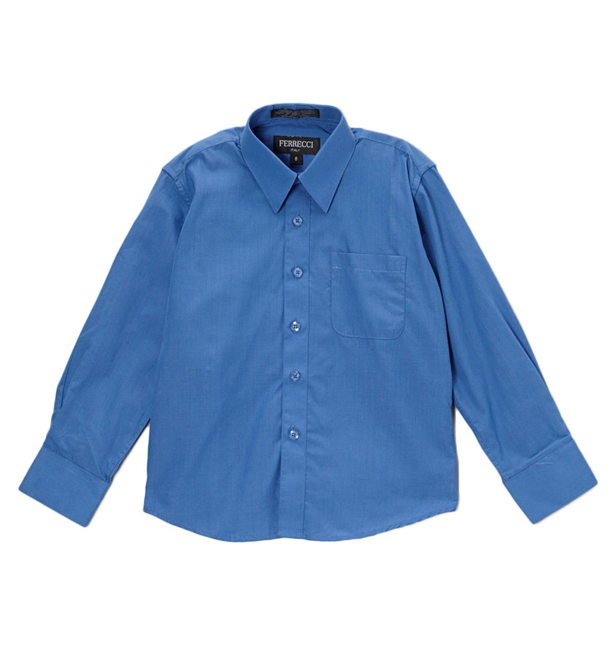 Boys Royal Blue Dress Shirt - Kids Formal Shirt with Spread Collar, Sizes 4-20 | Ferrecci