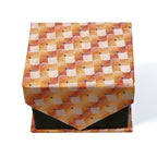 Men's Orange Checkered Geometric Pattern Design 4-pc Necktie Box Set