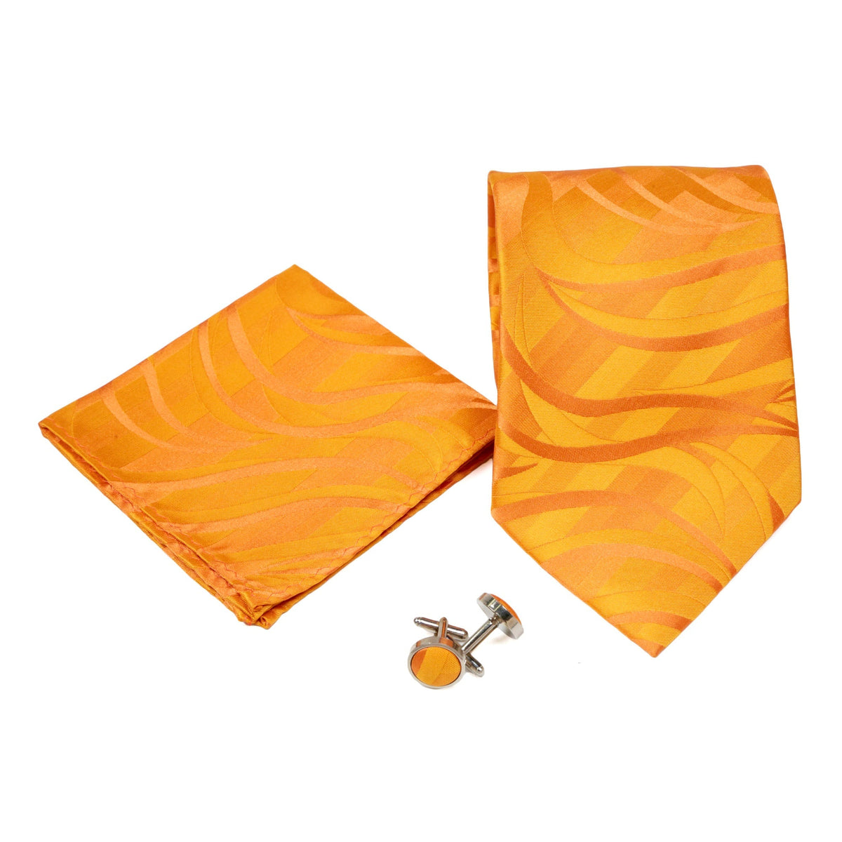 Men's Orange Geometric Pattern Design 4-pc Necktie Box Set