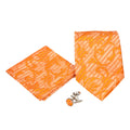 Men's Orange Geometric Pattern Design 4-pc Necktie Box Set