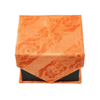 Men's Orange-Orange Striped Floral Pattern Design 4-pc Necktie Box Set
