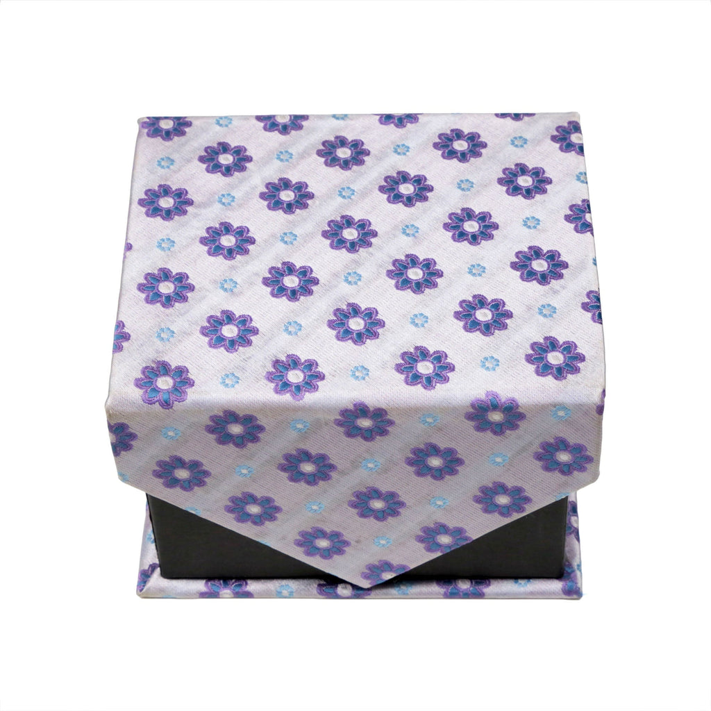 Men's Funky Purple Floral Pattern Design 4-pc Necktie Box Set