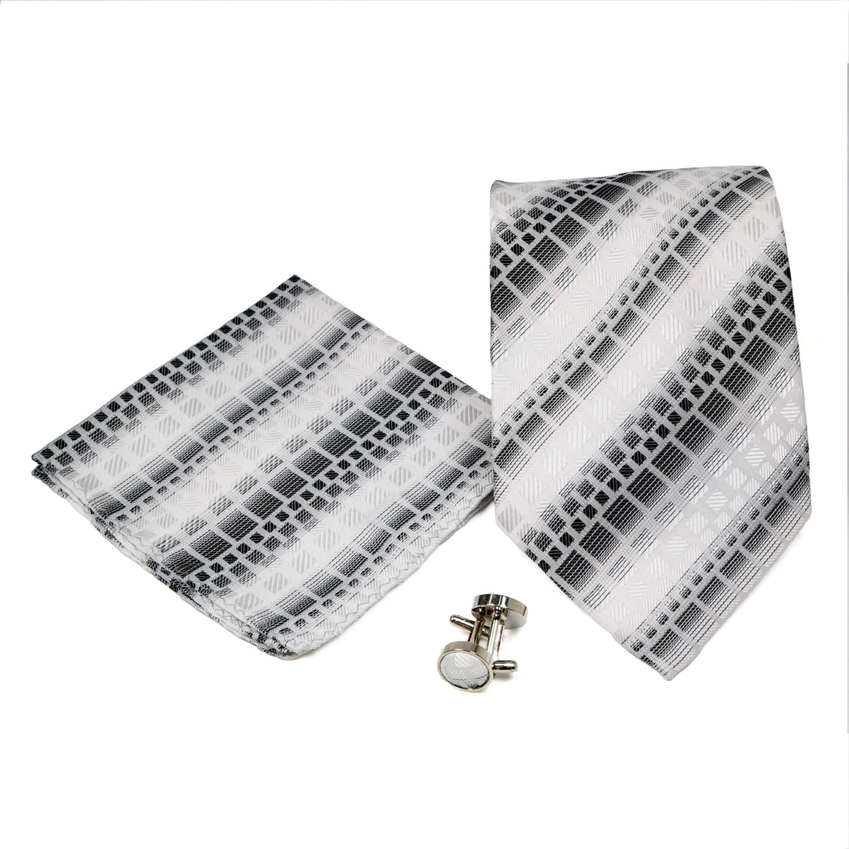 Men's Grey Geometric Pattern Design 4-pc Necktie Box Set