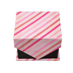 Men's Pink/White Striped Geometric Pattern Design 4-pc Necktie Box Set