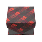 Men's Red/Black Square Geometric Pattern Design 4-pc Necktie Box Set