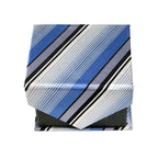 Men's Blue-Black Stripe Pattern Design 4-pc Necktie Box Set