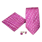 Men's Funky Magenta-Purple Distorted Square Pattern Design 4-pc Necktie Box Set