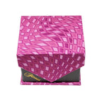 Men's Funky Magenta-Purple Distorted Square Pattern Design 4-pc Necktie Box Set