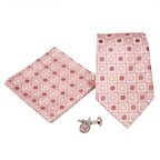 Men's Pink Geometric Pattern Design 4-pc Necktie Box Set