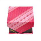 Men's Pink Slanted Striped Pattern Design 4-pc Necktie Box Set