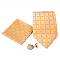 Men's Orange Geometric Pattern Design 4-pc Necktie Box Set