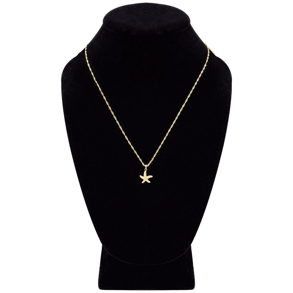 Starfish Cubic Zirconia Pendant With Necklace Set 14K Gold Filled