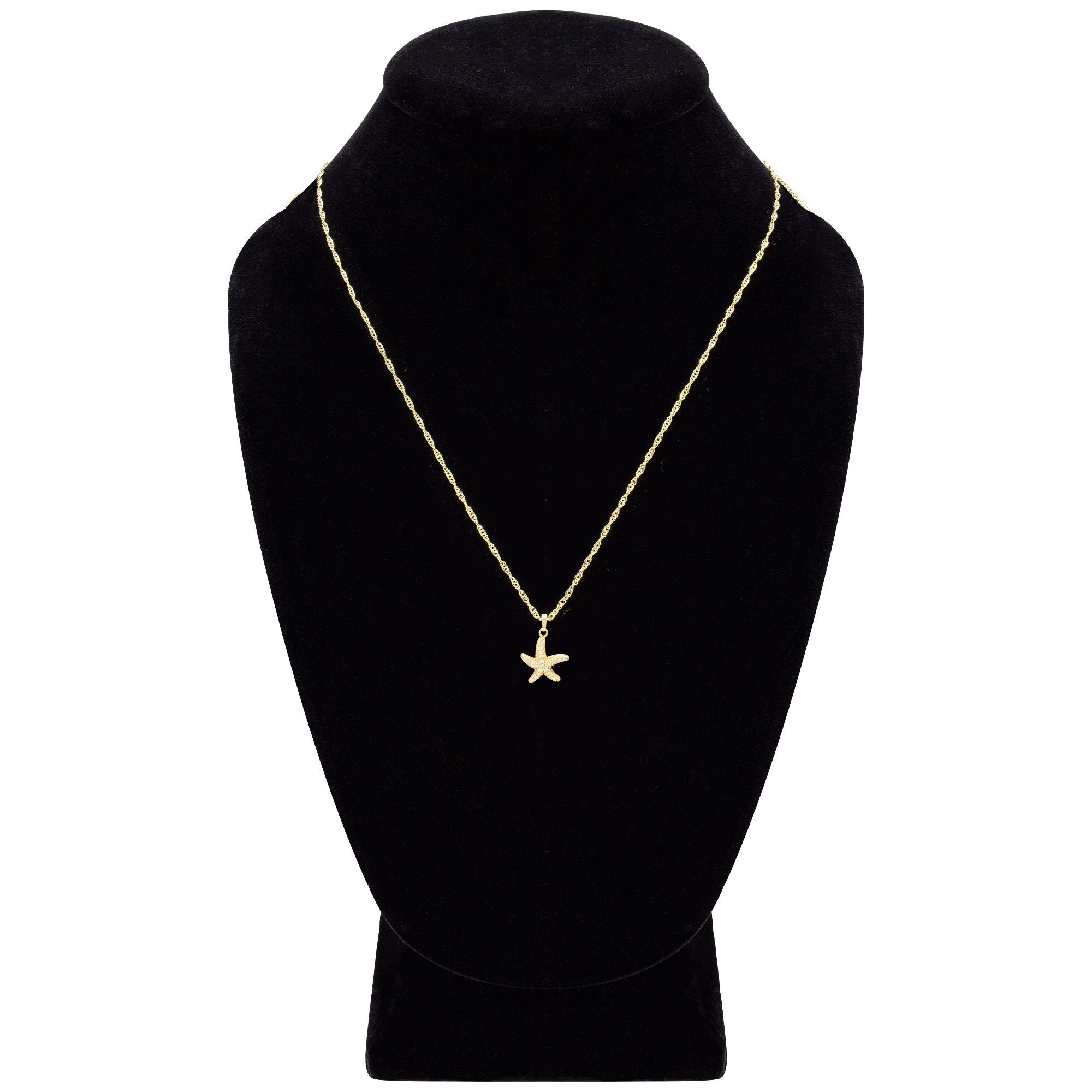 Starfish Cubic Zirconia Pendant With Necklace Set 14K Gold Filled