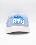 BYU Light Blue & Grey Brim Suede Fade Hat