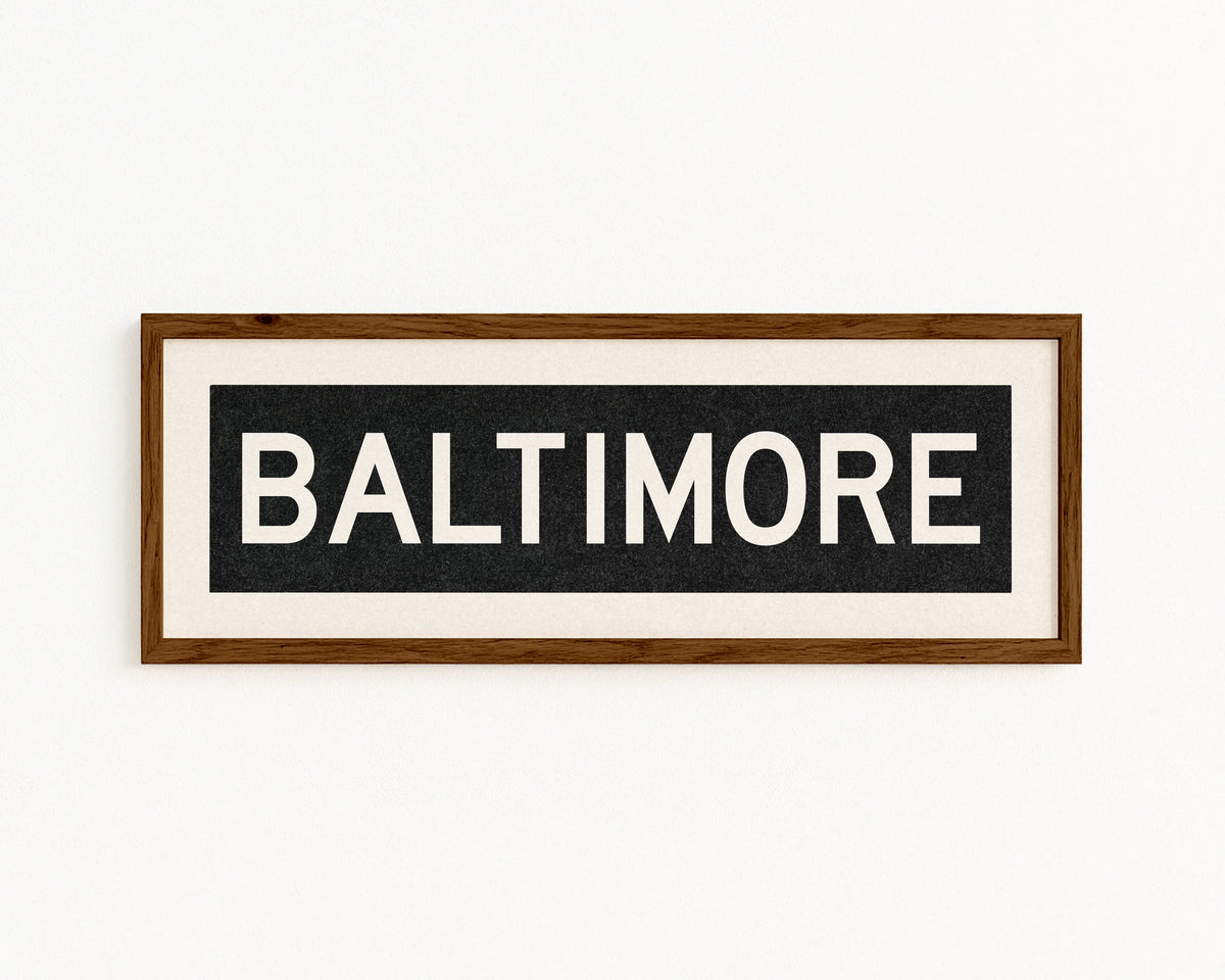 Framed Baltimore Maryland Bus Scroll