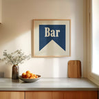 Bar Navy Banner Tab Typography Square Art Print
