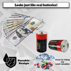 Fake D battery Diversion Safe (2 pack) - Discreet Fake Batteries With Secret Compartments to Hide Valuables