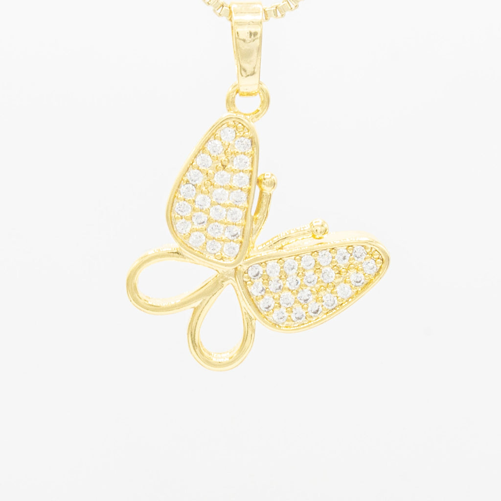 Butterfly 2 Cubic Zirconia Pendant 14K Gold Filled Women Jewelry
