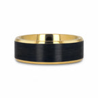 BEAUMONT Gold-Plated Titanium Beveled Ring with Brushed Black Center – 8mm