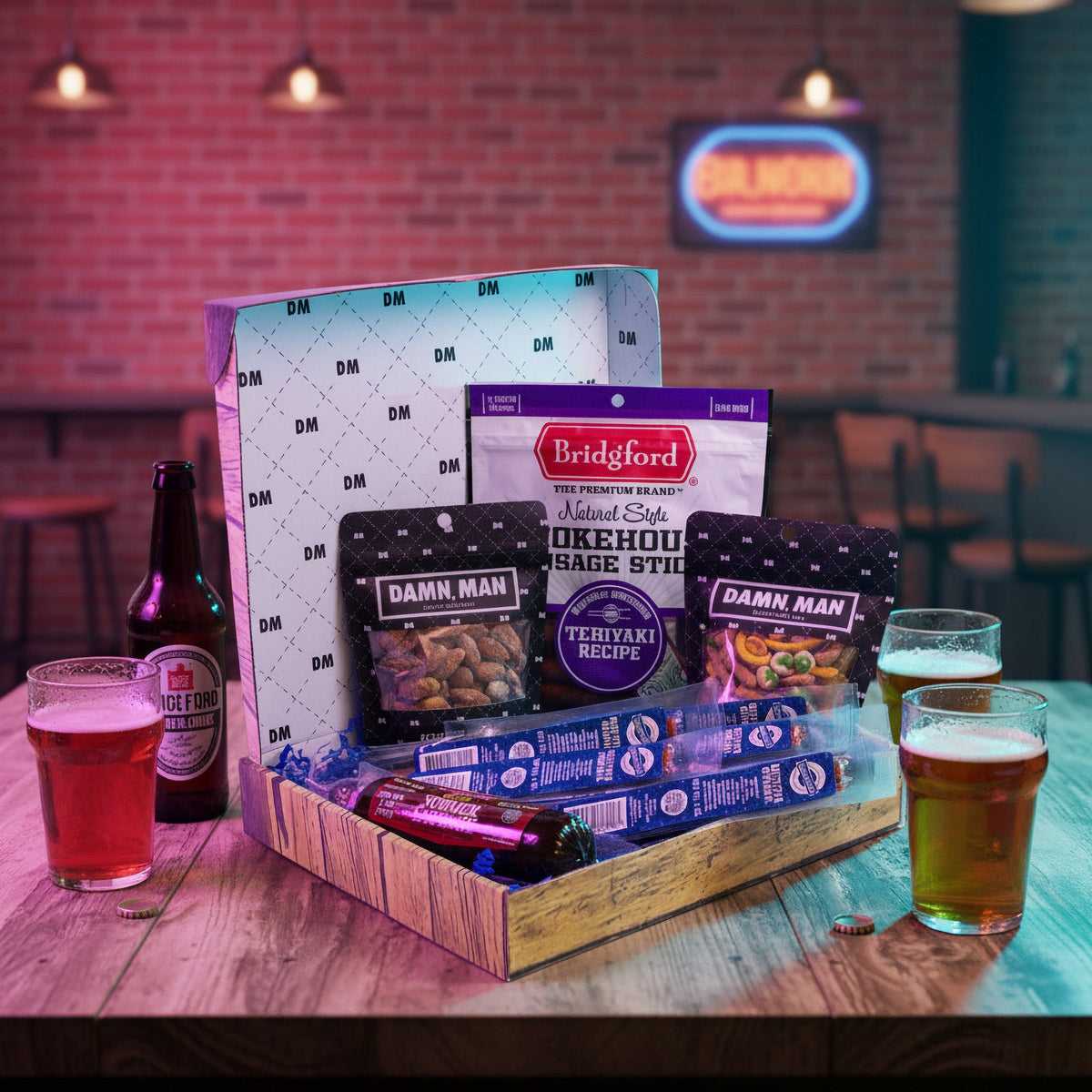 Deluxe Beef & Brews Snack Box – Gourmet Meat & Nut Gift for Beer Lovers