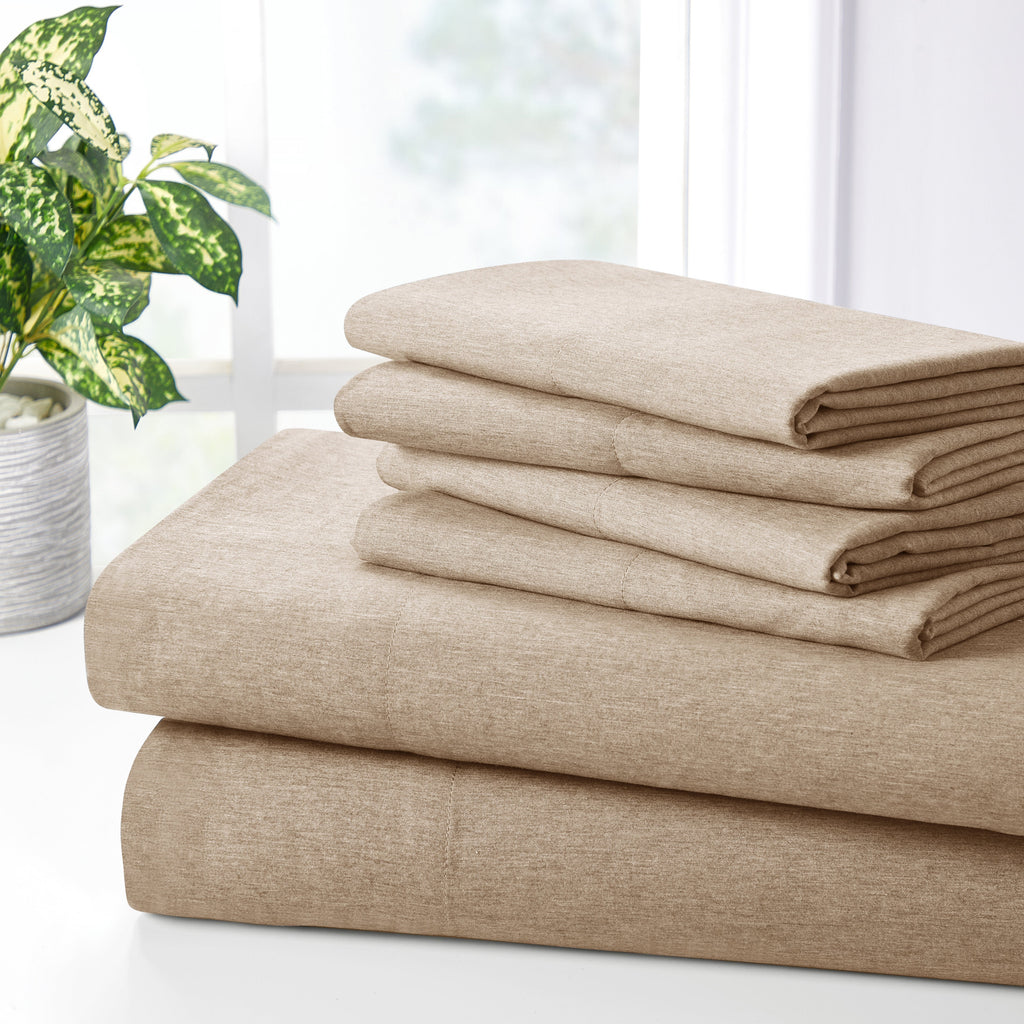 Bamboo 2000 Thread Count 6-Piece Chambray Sheet Set with SnugGrip