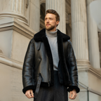 R.A.F Sheepskin Bomber Jacket in Black Z2109B