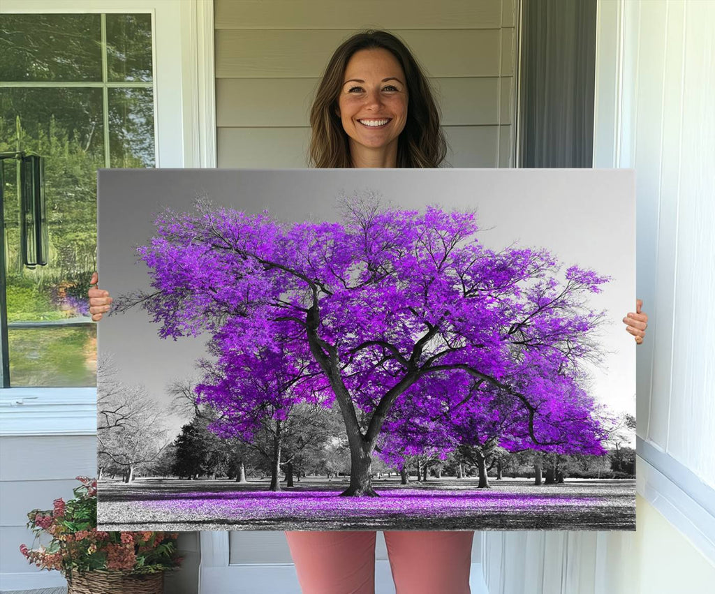 Big Purple Tree Wall Art Canvas Print