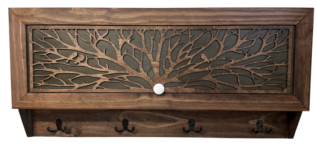 Handcrafted Birds in a Tree Large Hidden Gun Coat Rack w/ Magnetic Lock
