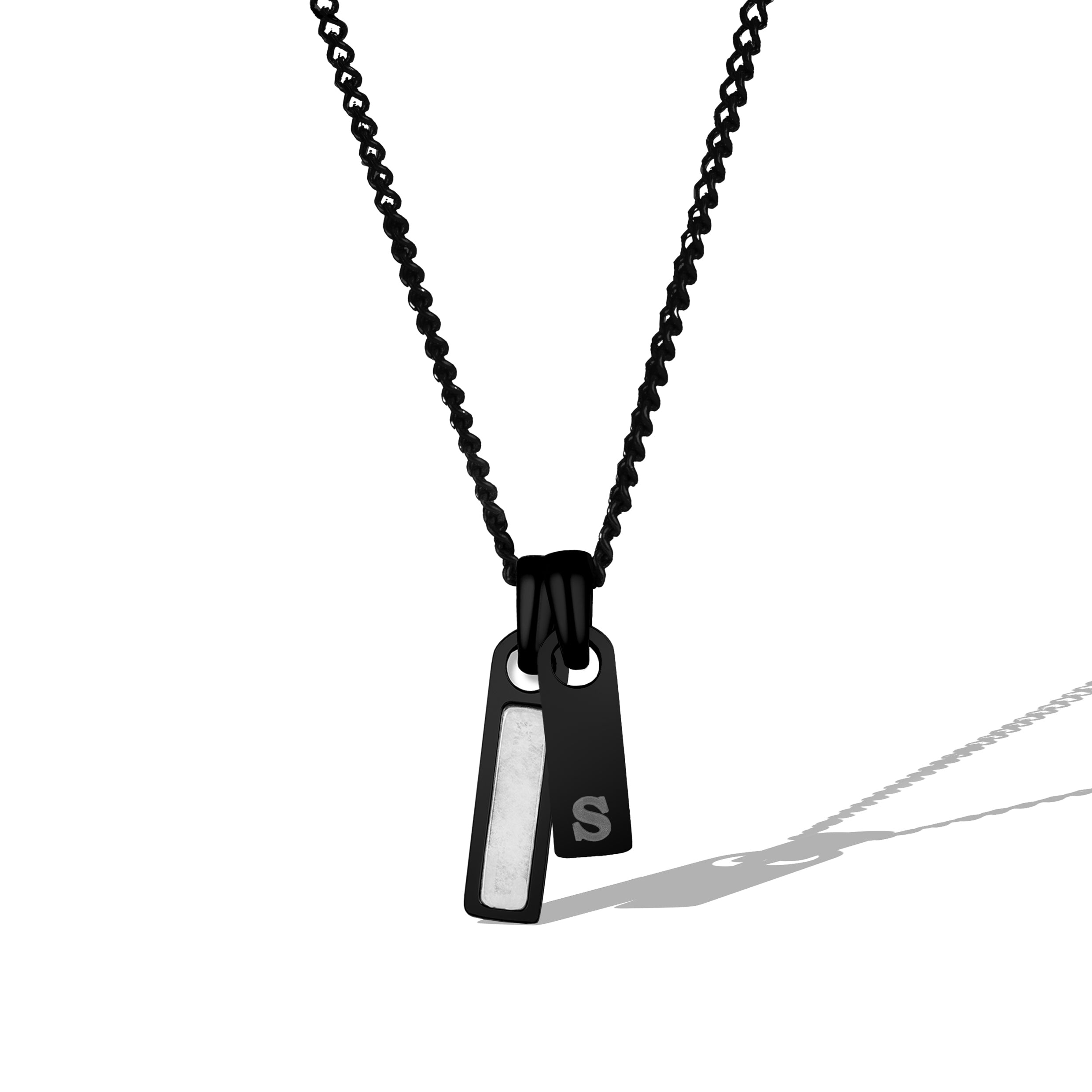 Birthstone & Initial Tag Necklace - Stealth