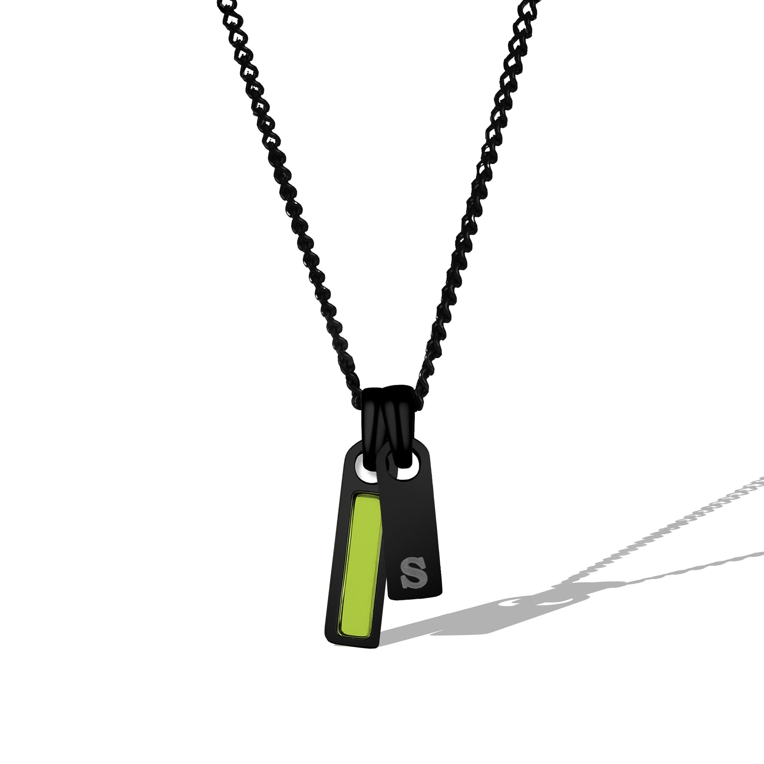 Birthstone & Initial Tag Necklace - Stealth