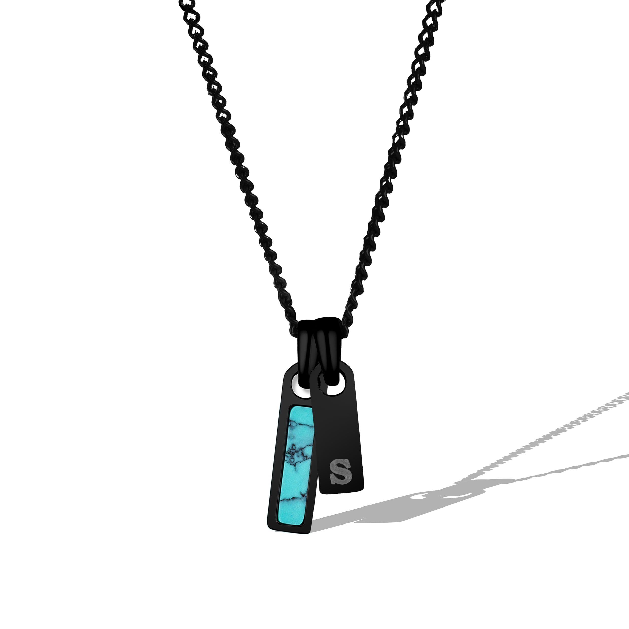 Birthstone & Initial Tag Necklace - Stealth