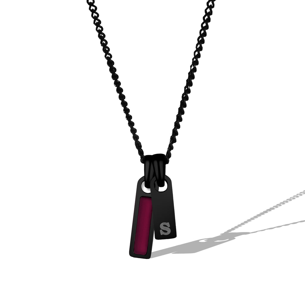 Birthstone & Initial Tag Necklace - Stealth