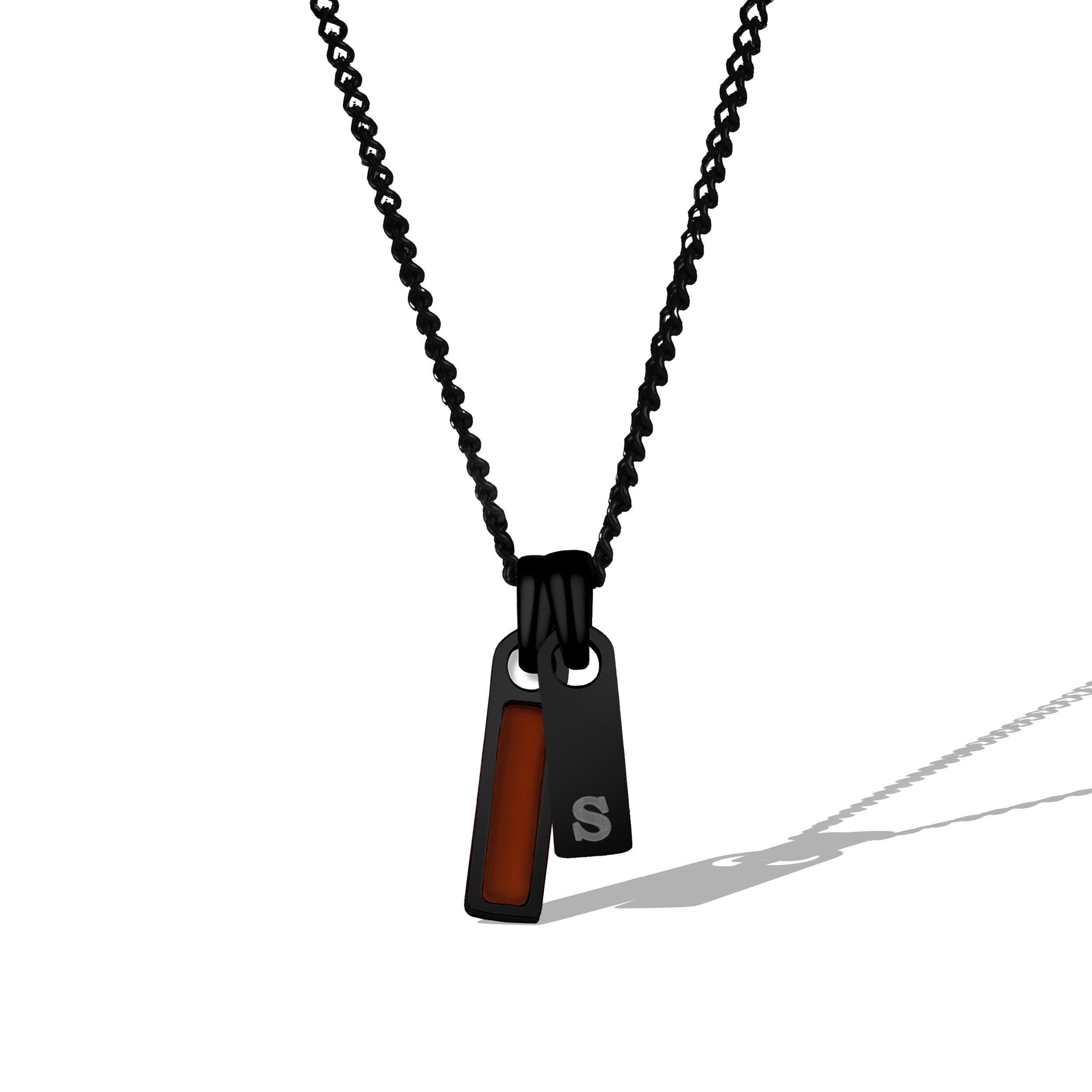 Birthstone & Initial Tag Necklace - Stealth
