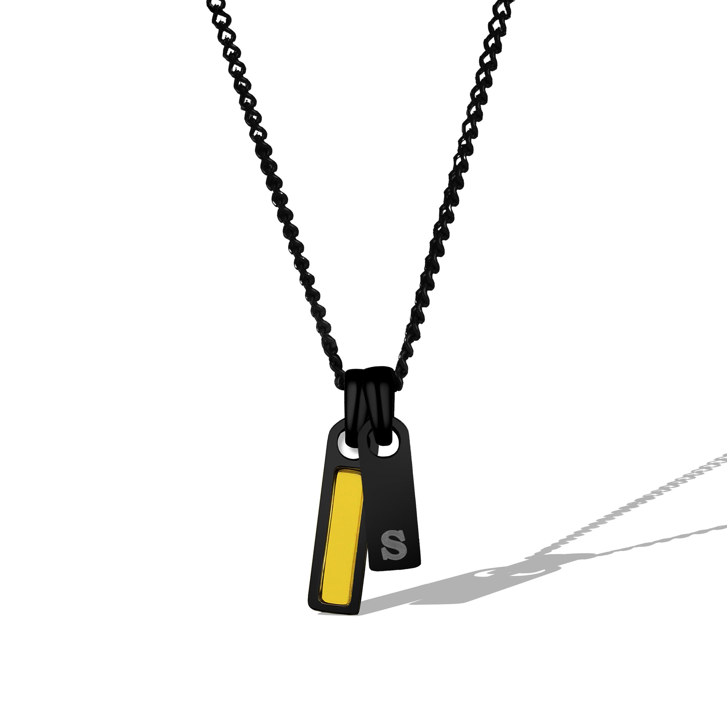 Birthstone & Initial Tag Necklace - Stealth