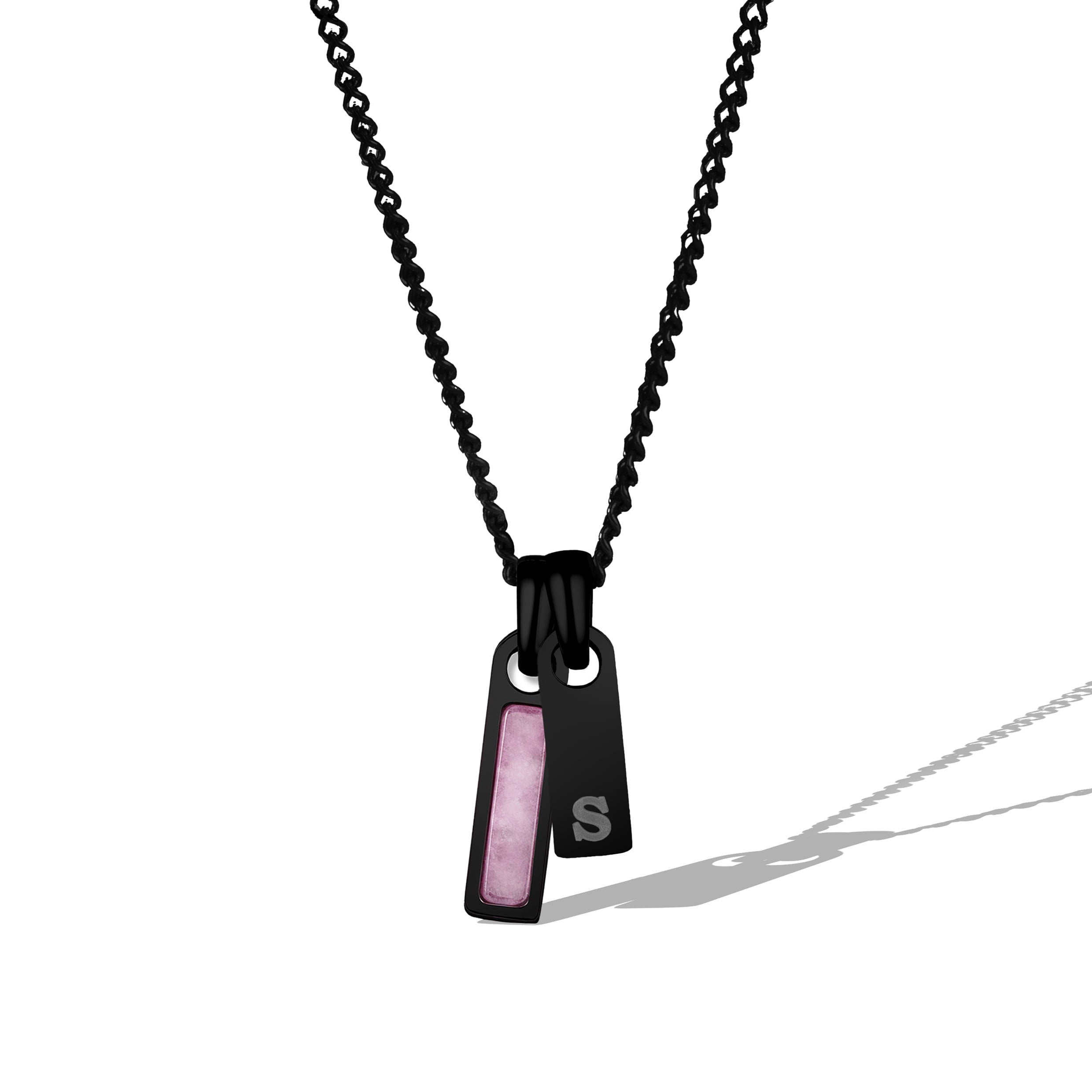 Birthstone & Initial Tag Necklace - Stealth